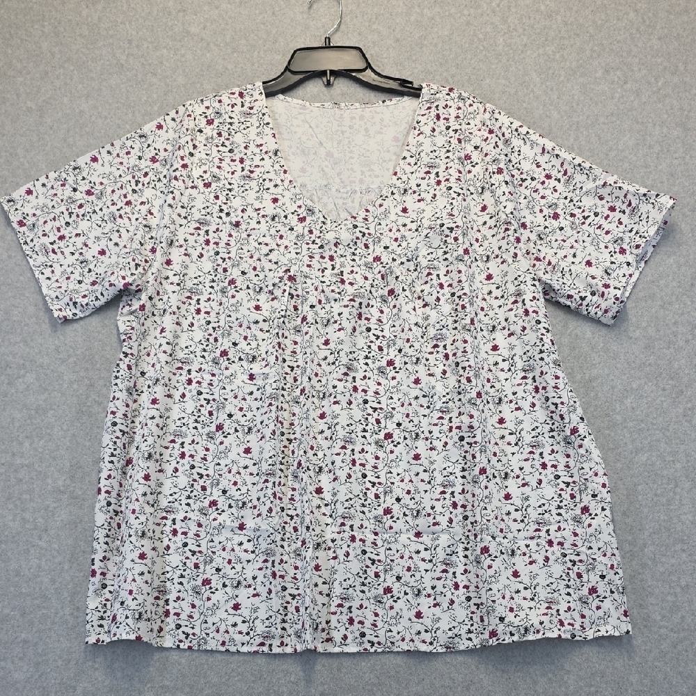 Floral Print Short Sleeve Tunic Top Size 5XL – Plus Size, Lightweight